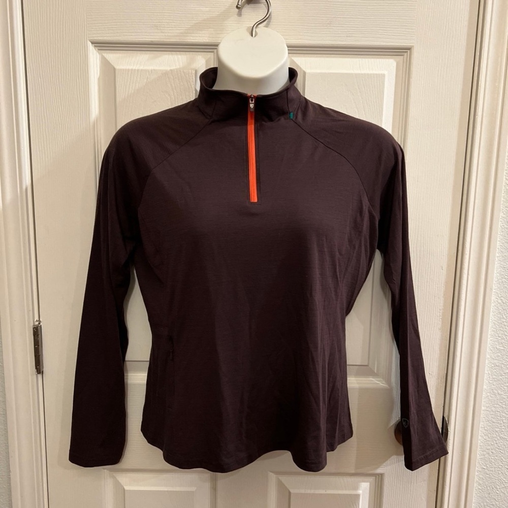 Kuhl 1/4 Zip Pullover Long Sleeve Shirt RAISIN Thin Base Layer Outdoors Women L